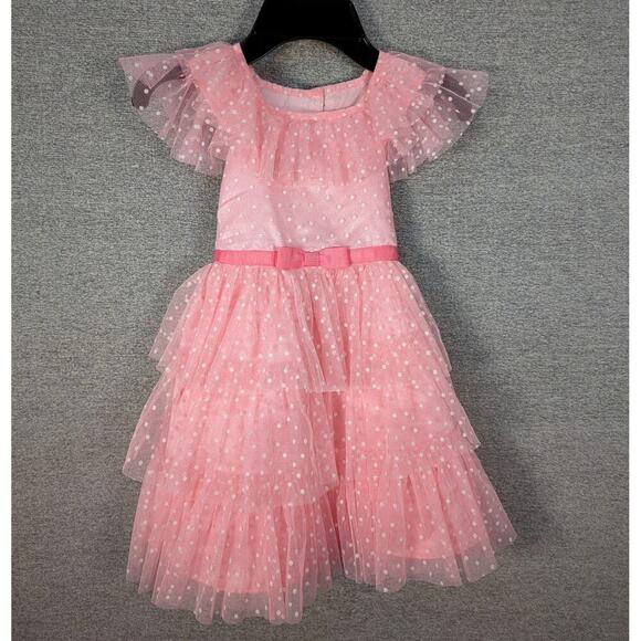 Jona Michelle Polk a dot Party Dress Tulle Ruffle Size 4T - Picture 1 of 5